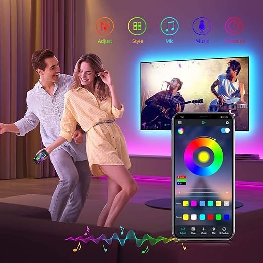 5m Bluetooth LED Strip with USB RGB TV Backlight | Smart App Controlled, Music Sync, and 24-Button Remote | Ideal for Home and TV Decoration Image