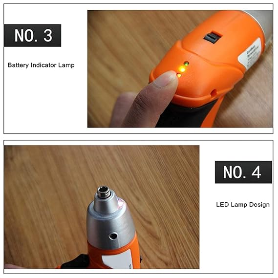 Rechargeable Electric Screwdriver | Cordless Screwdriver with Light | 3.6V 1300mAh Li-ion Dual LED Palm-Sized Screw Gun Image