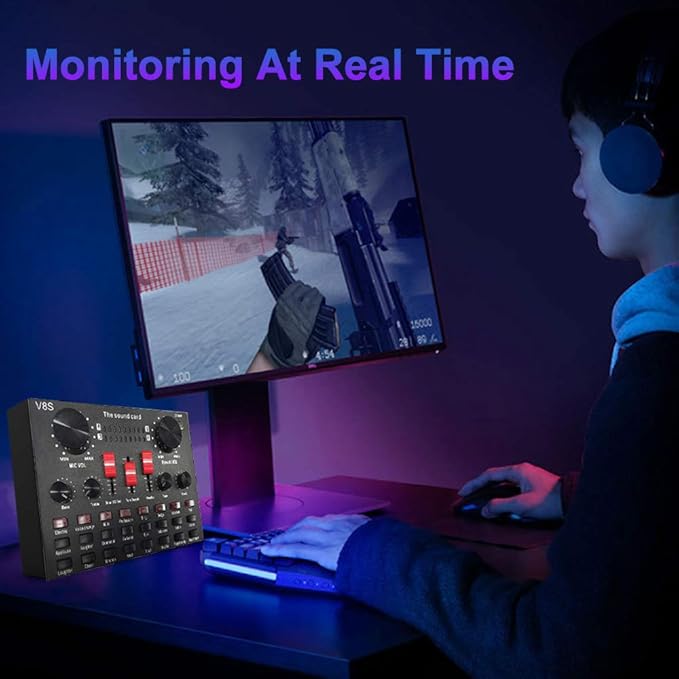 V8S Live Streaming Sound Adapter – Multi-Function High Sound Quality Phone Lap Microphone Compatible Adapter Image