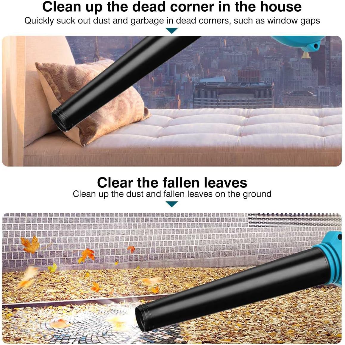 Cordless Leaf Blower | Blow & Suck 2-in-1 | 21V Mini Handheld Air Blower | Lightweight, Battery Powered | Small, Powerful Blower for Leaves & Debris Image