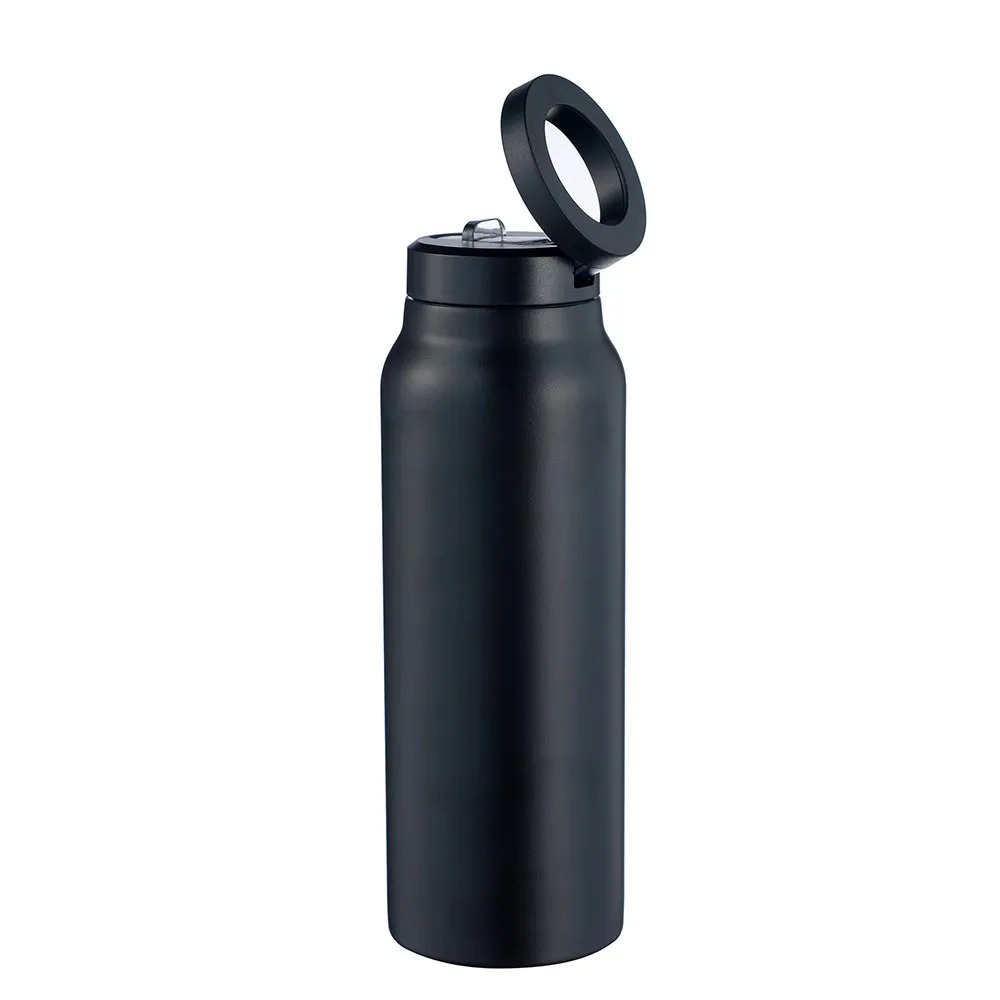 Stainless Steel Magnetic Vacuum Flask | Sports Water Bottle & Mobile Phone Holder | Portable Outdoor Thermal Insulation Cup Image