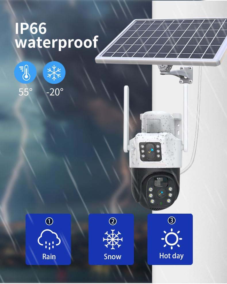 4G LTE Solar Battery Outdoor Camera | HD 4MP | Full-Color Night Vision | Sound/Light Warning | Motion Detection | IP66 Waterproof | Cloud/TF Card Storage Image