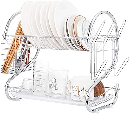 New Arrival 2-Layer Kitchen Dish Rack | Stainless Steel Dish Drainer & Plate Holder Image