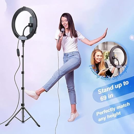 Beauty Live Light – Dimmable Selfie Ring Light with Extendable Tripod Stand for Live Streaming, Makeup, and YouTube Videos Image
