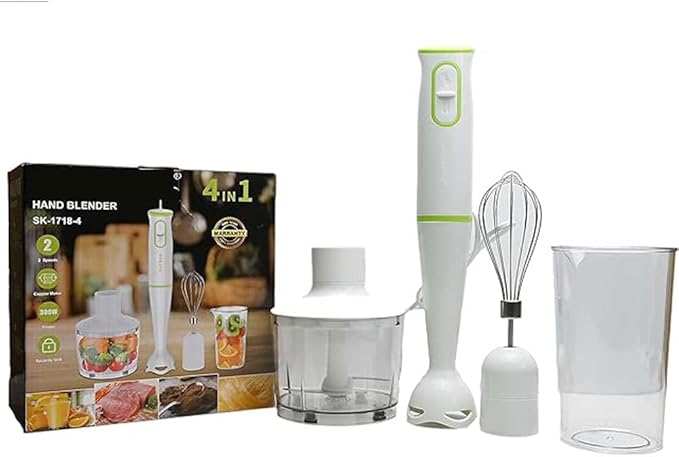 Multi-Function 4-in-1 Portable Electric Juicer and Blender – Handheld Food Chopper for Home Use with Dual Speed and Whisk for Shakes, Smoothies, Baby Food, Soups, and More Image