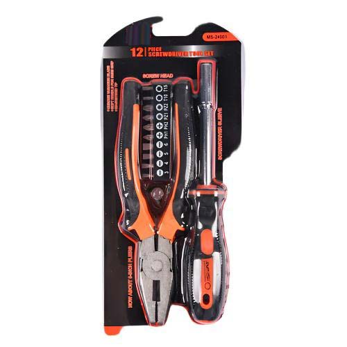 12-Piece Tool Kit | Compact Screwdriver Tool Set with Pliers, Wrenches, and Bits | Versatile DIY Maintenance Set for Home, Car, and Office Image