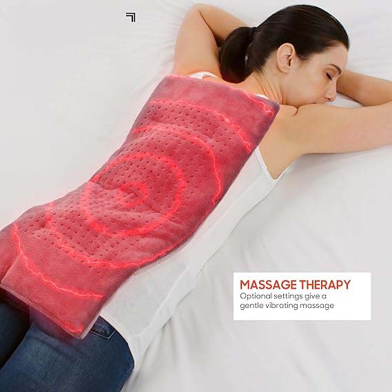 Heat Massaging Weighted Heating Pad by Sharper Image – Electric Heating Pad with Massaging Vibrations, 6 Settings Image