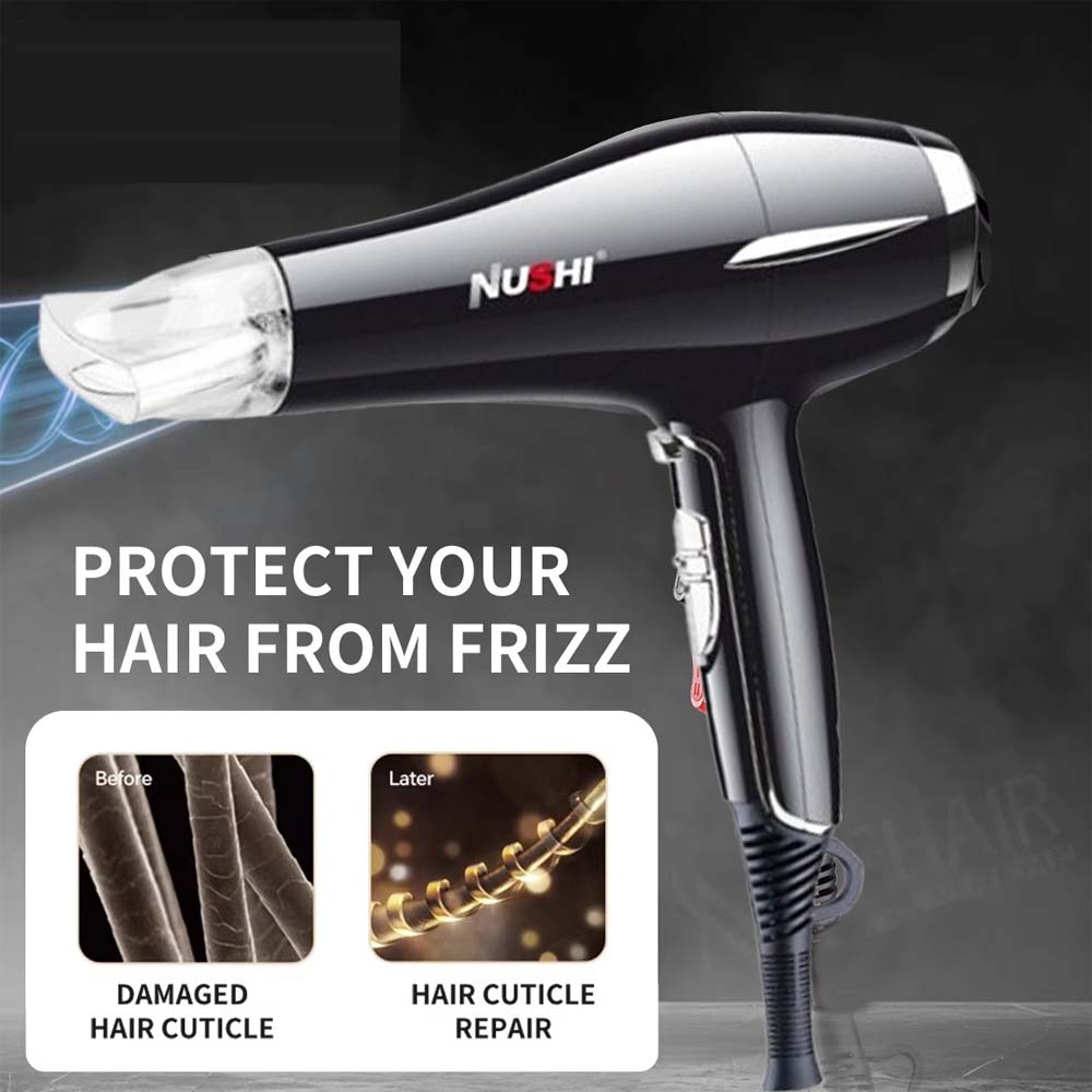 NUSHI NS-2201 Professional Hair Dryer. 2000W powerful motor for fast drying with ionic technology & multiple heat/speed settings. Image