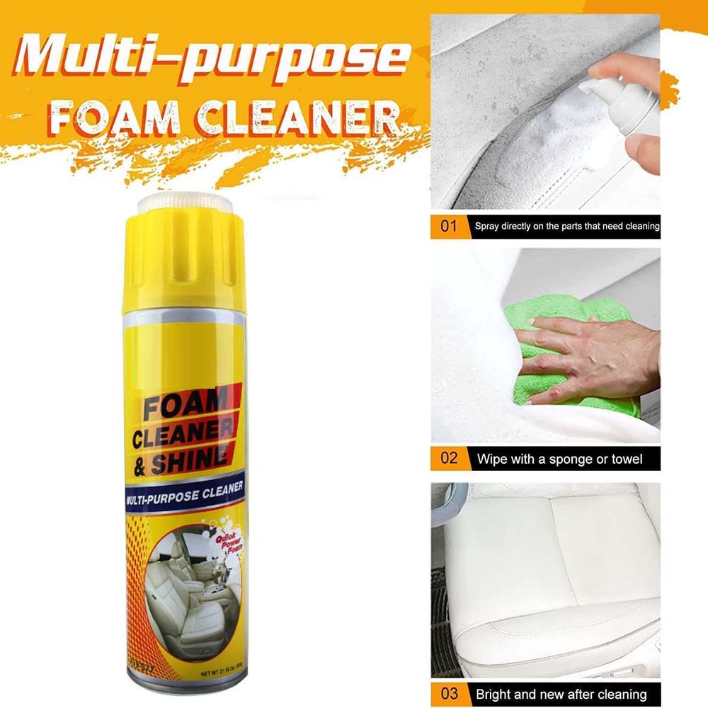 Multi-Purpose Foam Cleaner & Shine - 600g, All-in-One Interior Restorer for Cars & Home, UV Protection, Removes Dirt & Grime Effortlessly Image