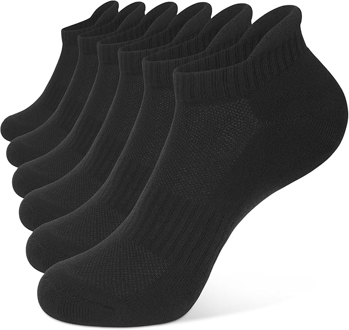 8 Pairs Men's Breathable Cotton Ankle Socks - Lightweight & Comfortable for Spring/Summer/Fall (Black) Image