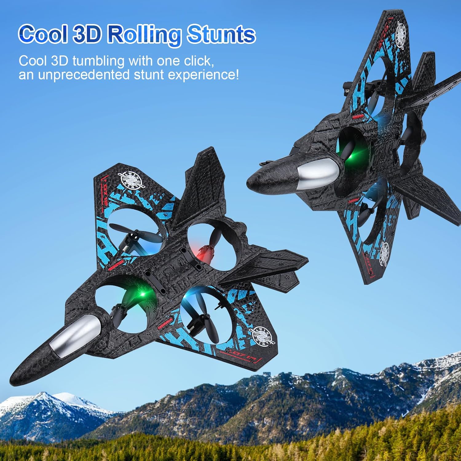RC Aeroplane 2.4GHz Remote Controlled Fighter Plane | L0712 Quadcopter Floating Aeroplane Toy with Colored LED Lights | USB Rechargeable RTF RC Plane for Beginners, Kids, and Adults | Durable, Lightweight, and Easy to Fly Aircraft Image