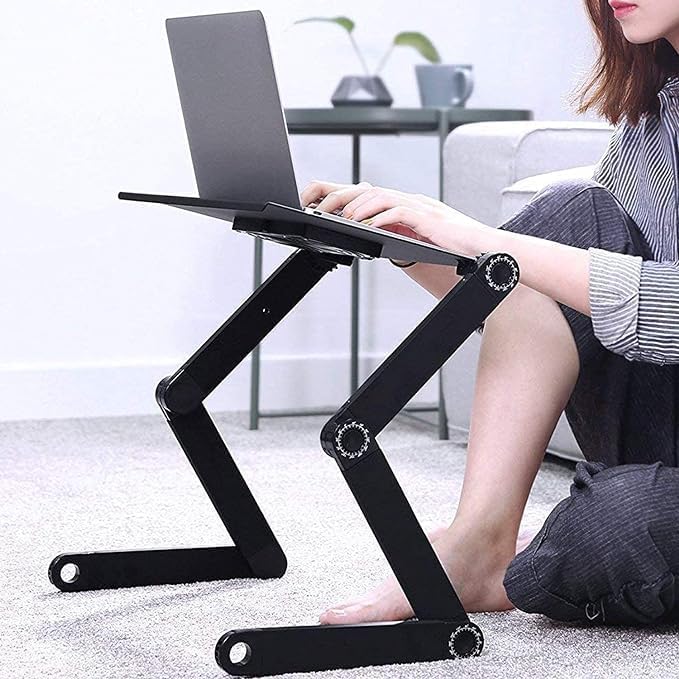 Adjustable Aluminum Laptop Desk | Ergonomic and Portable Folding Table Stand for Bedside or Couch Use | Perfect for Laptops and Tablets Image