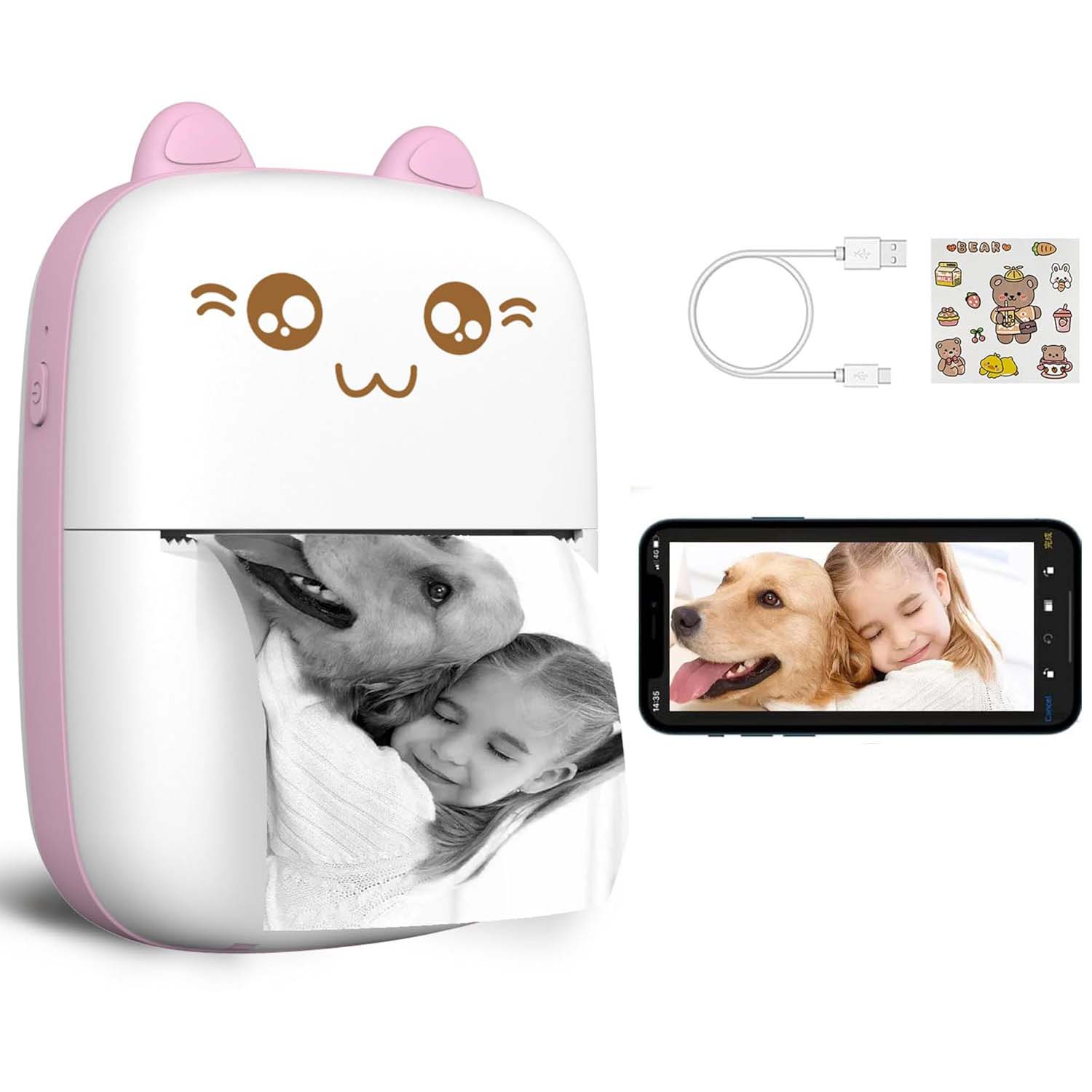 Portable Mini Sticker Printer. Inkless Bluetooth thermal printer for photos, memos & diary. iOS/Android compatible. Print on-the-go. Image