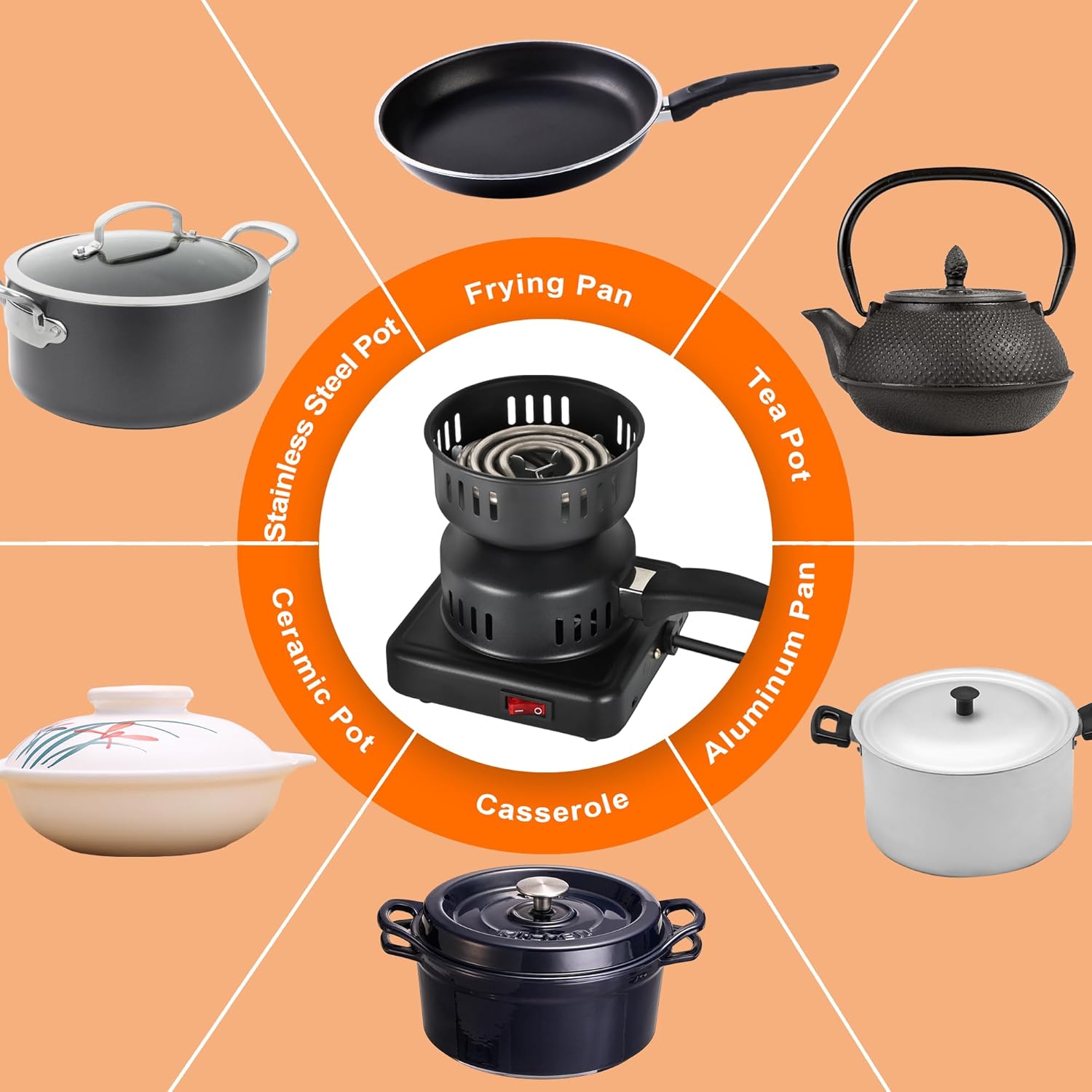 Electric Coal Starter for Hookah, Shisha, Nargila | Versatile Heater Stove & Charcoal Burner for BBQ | Quick & Efficient Heating Image