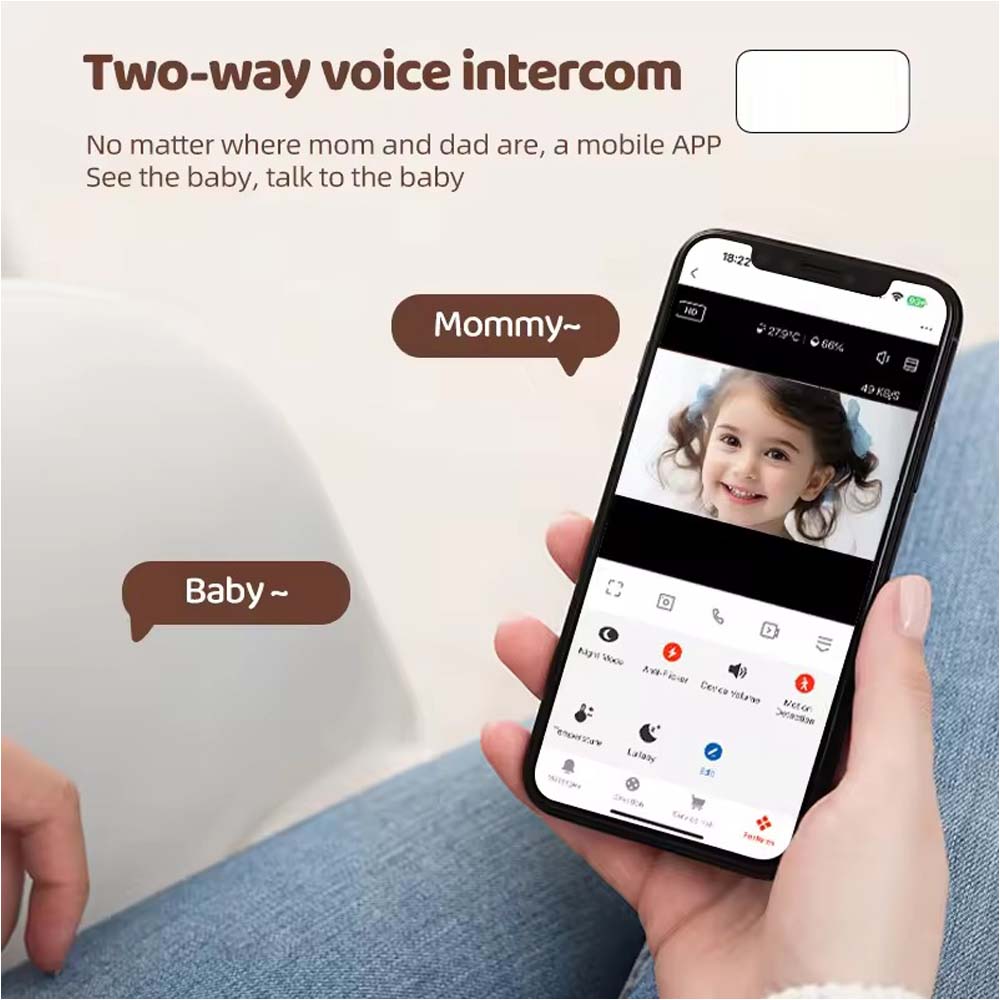 Smart WiFi Baby Monitor - No Glow Night Vision Camera with Bluetooth Remote, 360° Coverage for Child Safety Image