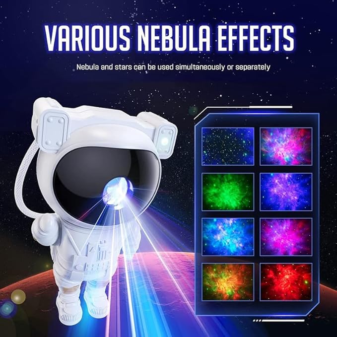 Astronaut Galaxy Star Projector Night Light | Astronaut LED Lamp with Timer & Remote | Starry Nebula Ceiling Projection | Aesthetic Room Decor for Gaming Room & Home Theater Image