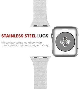 44mm/42mm Leather Strap Watch Band with Adjustable Magnetic Closure – White Image