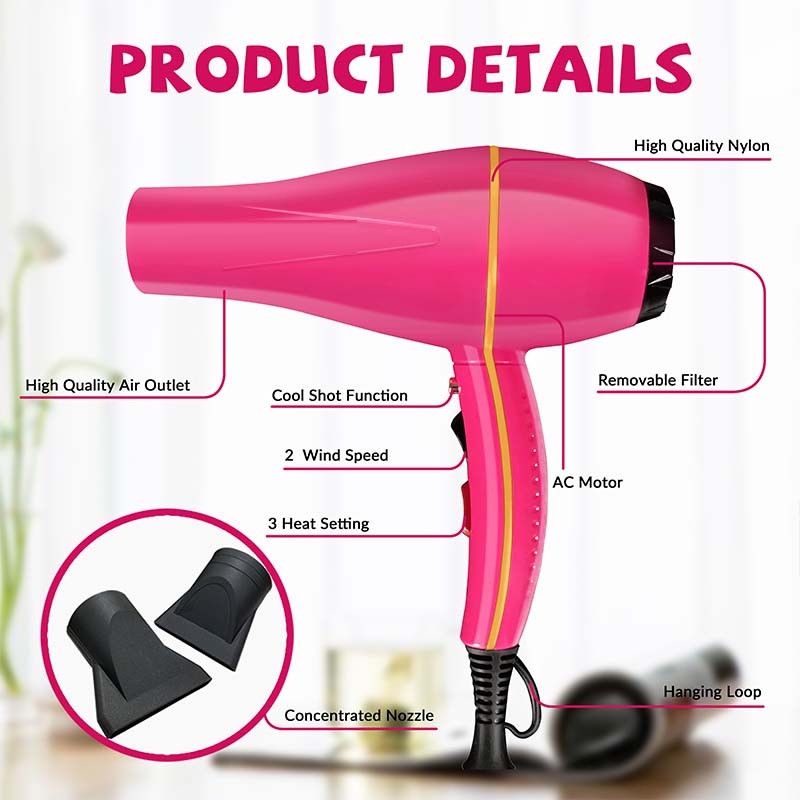 2000W Professional Infrared Hairdryer - Commercial Red Electric Blow Dryer, 110V/240V, Fast & Efficient Styling Image