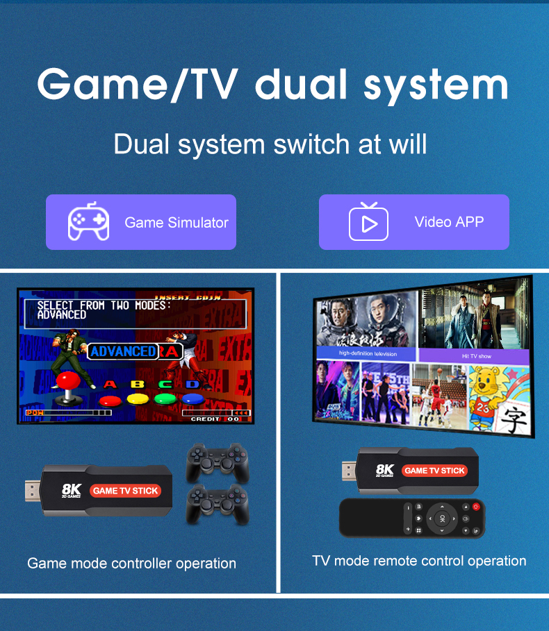 Q9 Video Game Stick | Android 5G 8K TV Box Dual System | Includes 2.4G Dual Wireless Controllers | Perfect Retro Christmas Gift Image