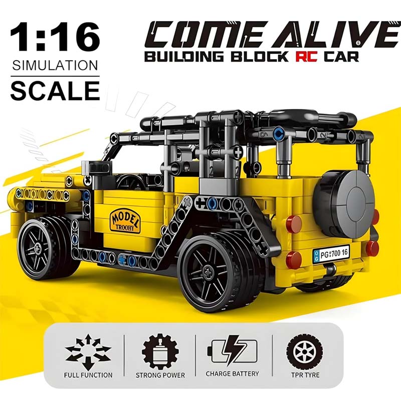Come Alive 1:16 Scale RC Land Defender Rover. 446-piece DIY building kit with remote control. STEM engineering toy for kids. Image