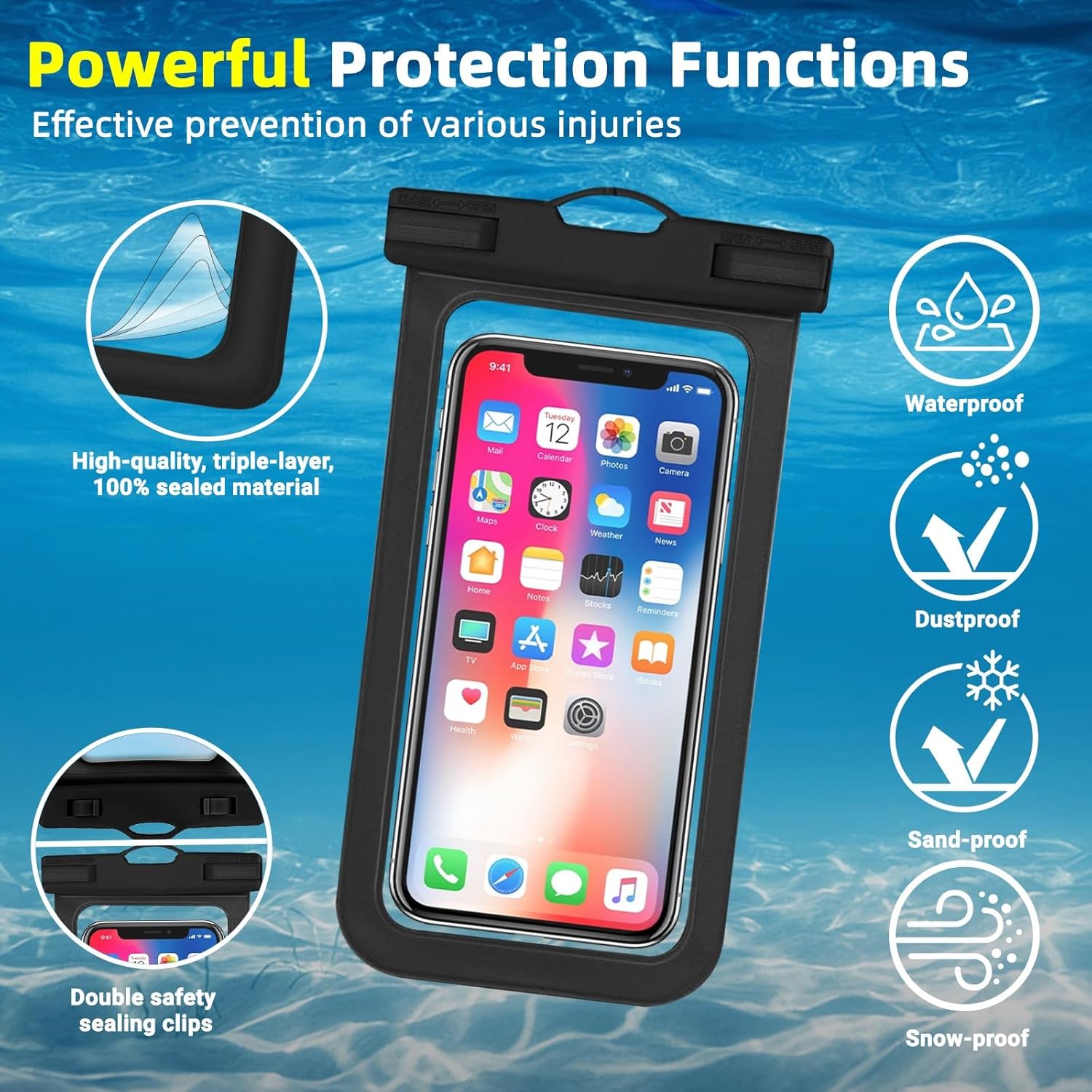 Waterproof Phone Pouch, IPX8 Waterproof Cell Phone Case for All Mobile Phones, Essential Dry Bag with Touchscreen-Friendly Design for Beach, Cruise, Swimming, and Outdoor Activities Image