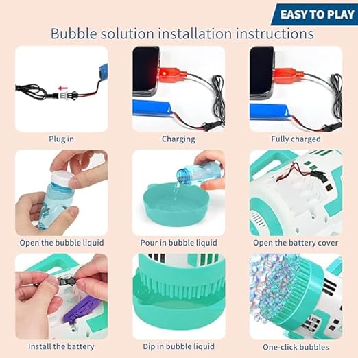 108 Holes Bubble Machine Gun | Ultimate Bubble Blitz for Summer Fun | High-Output Bubble Maker for Kids and Adults Image