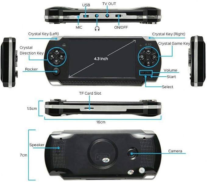 Classic Handheld Gaming Console – 4.3-Inch Display with 200 Retro Games and Integrated Camera Image