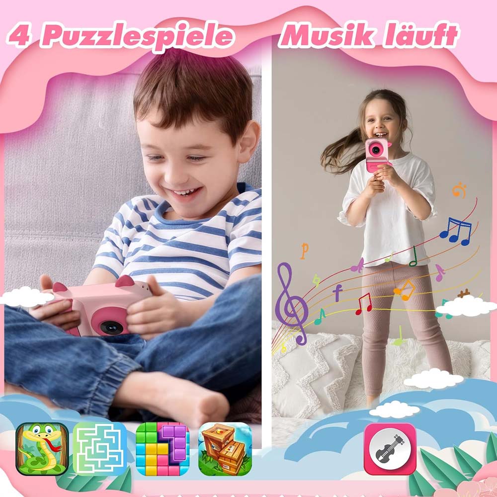 Kids Instant Camera - 1080P Digital Camera for Ages 3-12 with Printing Paper (No Card Included) Pink Image