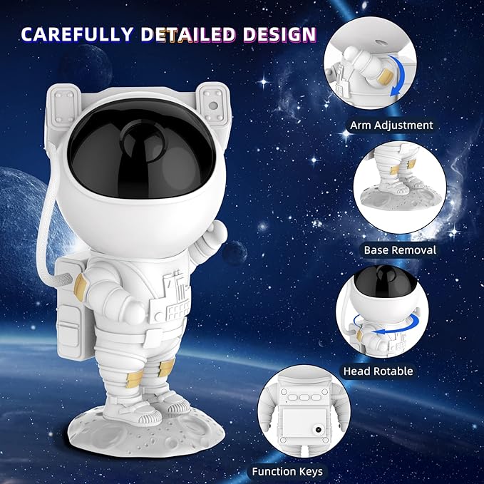 Astronaut Galaxy Star Projector Night Light | Astronaut LED Lamp with Timer & Remote | Starry Nebula Ceiling Projection | Aesthetic Room Decor for Gaming Room & Home Theater Image