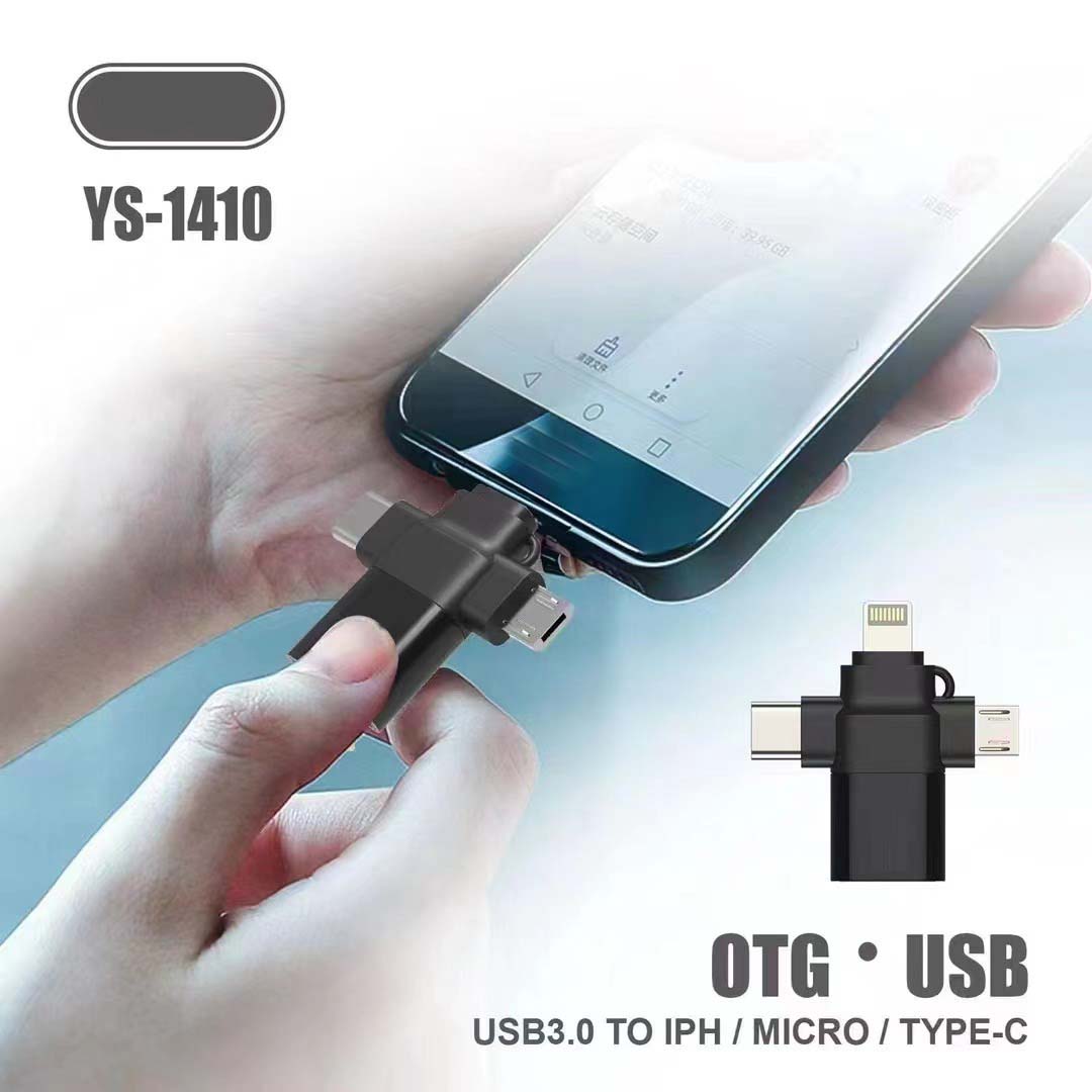 YS-1410 3-in-1 OTG Adapter - USB 3.0, SD/TF Card Reader & Charging Port for Smartphones, Tablets & Laptops Image