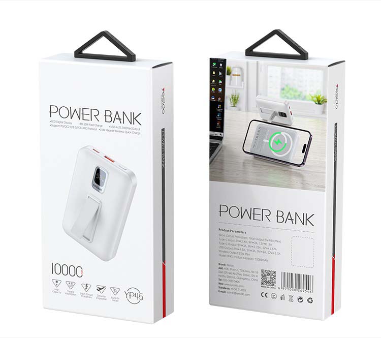 YP45 10000mAh Wireless Fast Charging MagSafe Battery Pack – Magnetic Battery Case Power Bank Image