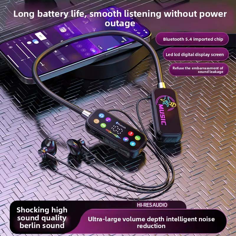 T200 Wireless Neckband Earphones. 120hr playback, 600-day standby & LED screen. Marathon battery life for non-stop music. Image