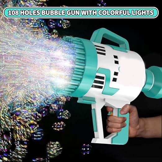 108 Holes Bubble Machine Gun | Ultimate Bubble Blitz for Summer Fun | High-Output Bubble Maker for Kids and Adults Image
