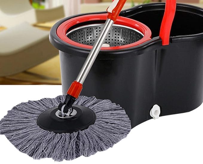 New Magic Mop Replacement Head | 360° Rotating Easy Hand Spin | Microfiber Spinning Mop - Gray | Efficient Cleaning for All Surfaces Image