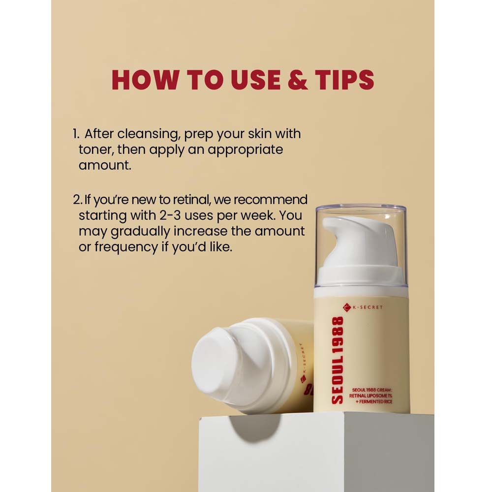 K-Secret SEOUL 1988 Cream with Retinal Liposome 1% & Fermented Rice – Anti-Aging, Brightening, Firming & Hydrating Korean Face Cream 50ml Image