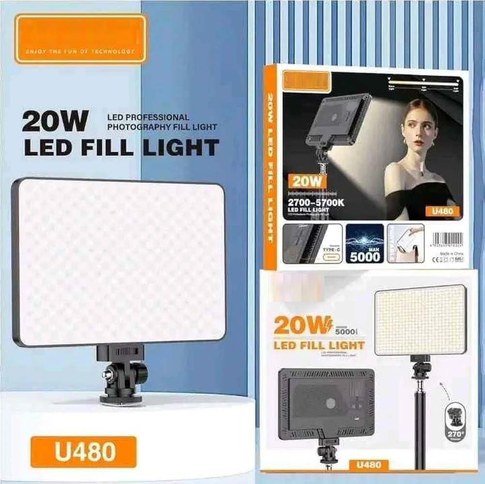 U480 LED Video Light - 5000mAh Rechargeable Camera Light, 10-100% Dimmable, 3200-5600K Bi-Color for Photography/Videography Image