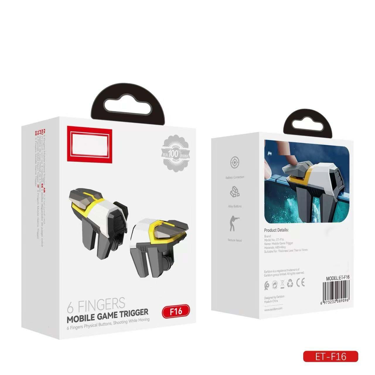 ET-F16 6-Finger Mobile Game Controller - High Precision Triggers for PUBG, Free Fire & Call of Duty on iOS/Android Image