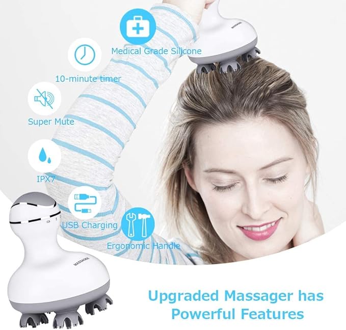 Smart 4D Head Massager | Electric Scalp Massager with 4 Heads & 84 Nodes | Stimulates Hair Growth, Stress Relief & Full-Body Relaxation Image