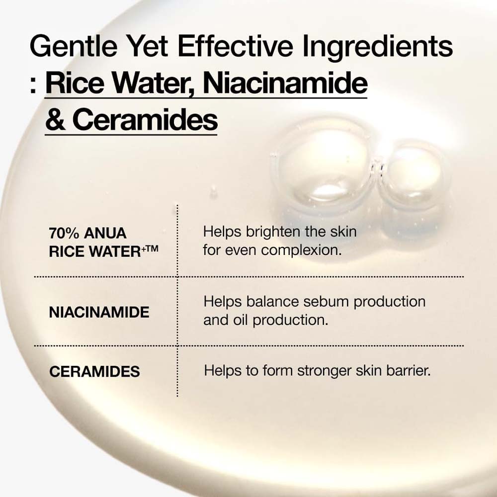 ANUA Rice 70 Glow Milky Toner. Nourishing rice water toner for glass skin. With Niacinamide & Ceramides. 250ml. Image