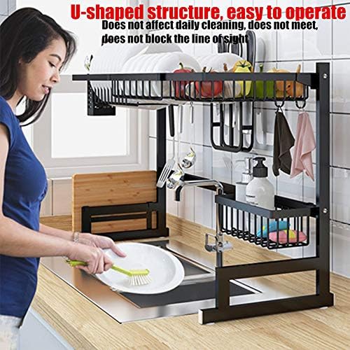 Over Sink Kitchen Shelf Storage Holders | 65/85cm Stainless Steel Organizer for Dish Drying & Kitchen Essentials Image