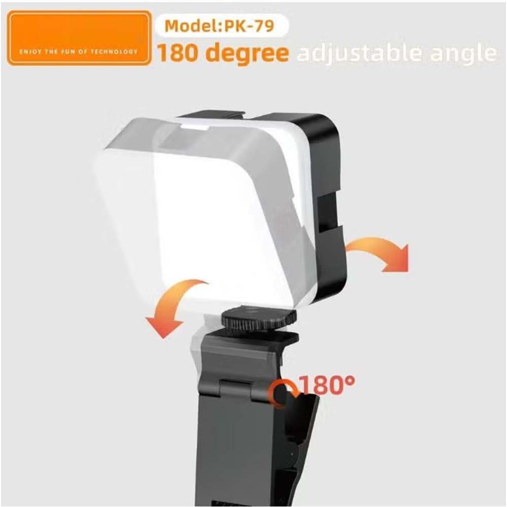 PK79 Mini LED Video Light - 6000K Dimmable 5.5W Fill Lamp with Universal Mount for DSLR, Phone & Laptop Image