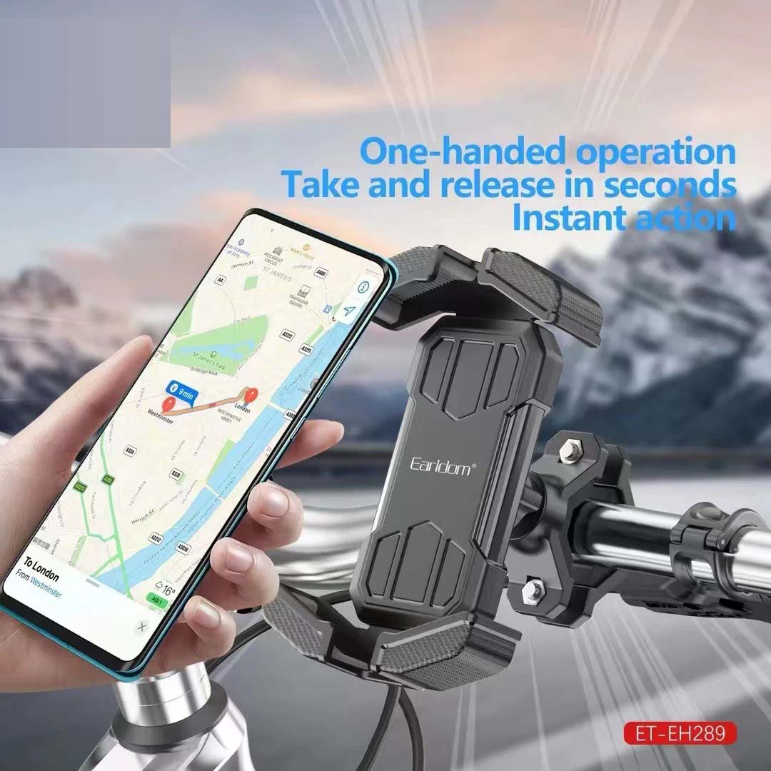 Universal Bike Mobile Stand (ET-EH289) | Adjustable Smartphone Holder for Bicycles, Motorcycles, and Bikes | One-Hand Operation, Multi-Perspective Adjustment, and Stable Clip Design Image