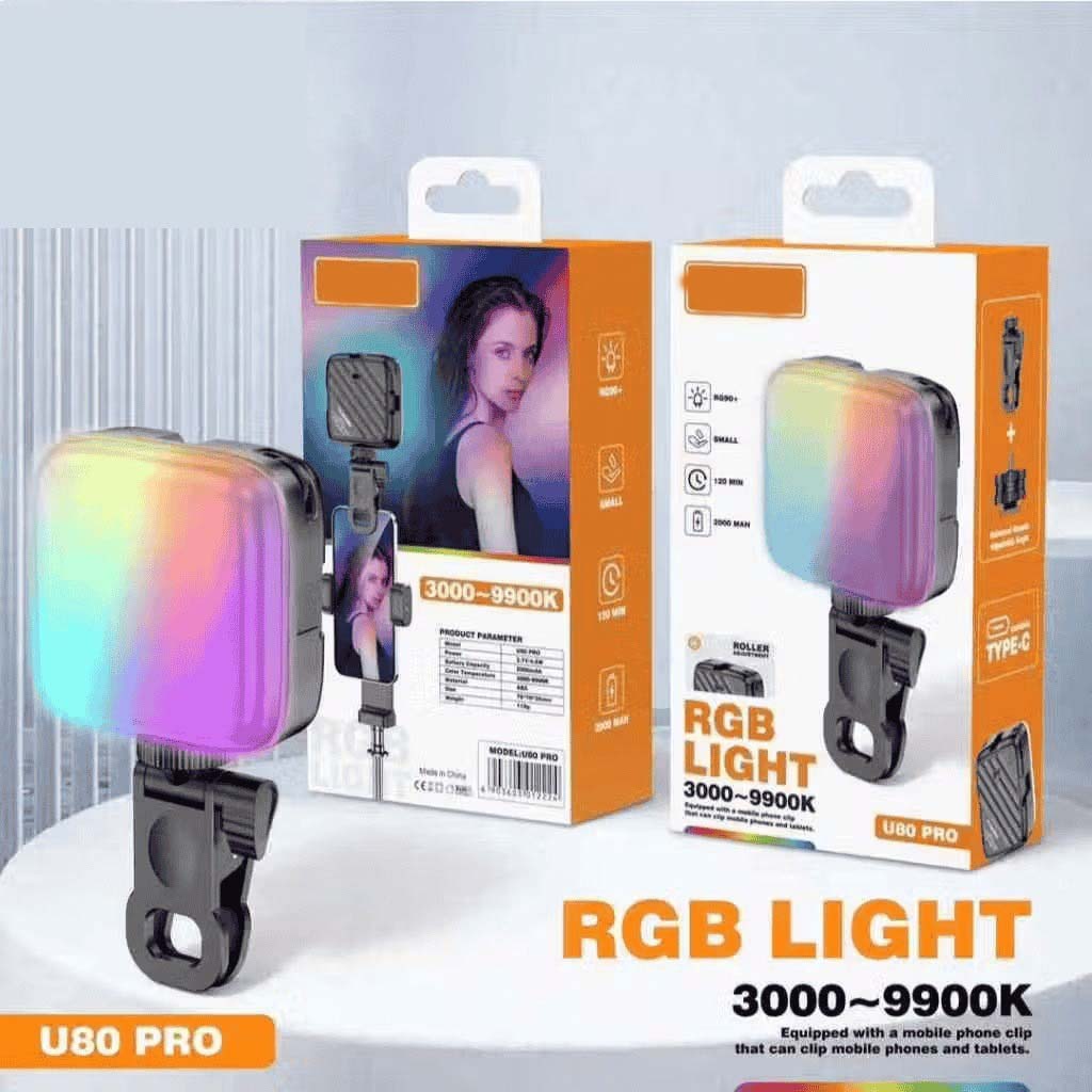 U80 Pro RGB LED Photography Light - 3000K-99000K Color Temp, Magnetic Mount, Rechargeable for Mobile & Camera Videos Image