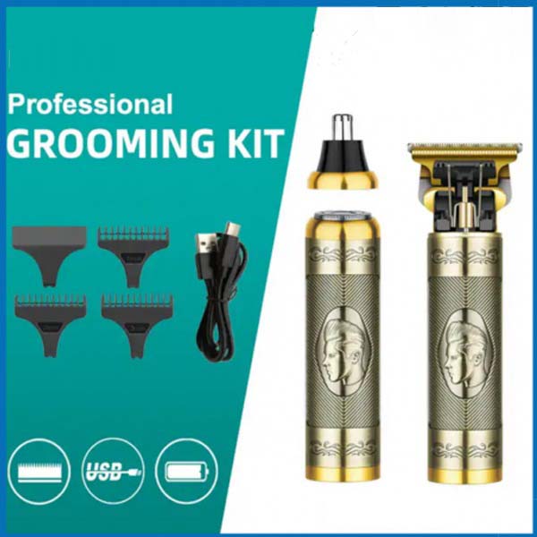 3-in-1 Rechargeable Men's Grooming Kit - Anti-Pinch System, T-Blade, USB Type-C Charging, High-Performance Grooming Tool Image
