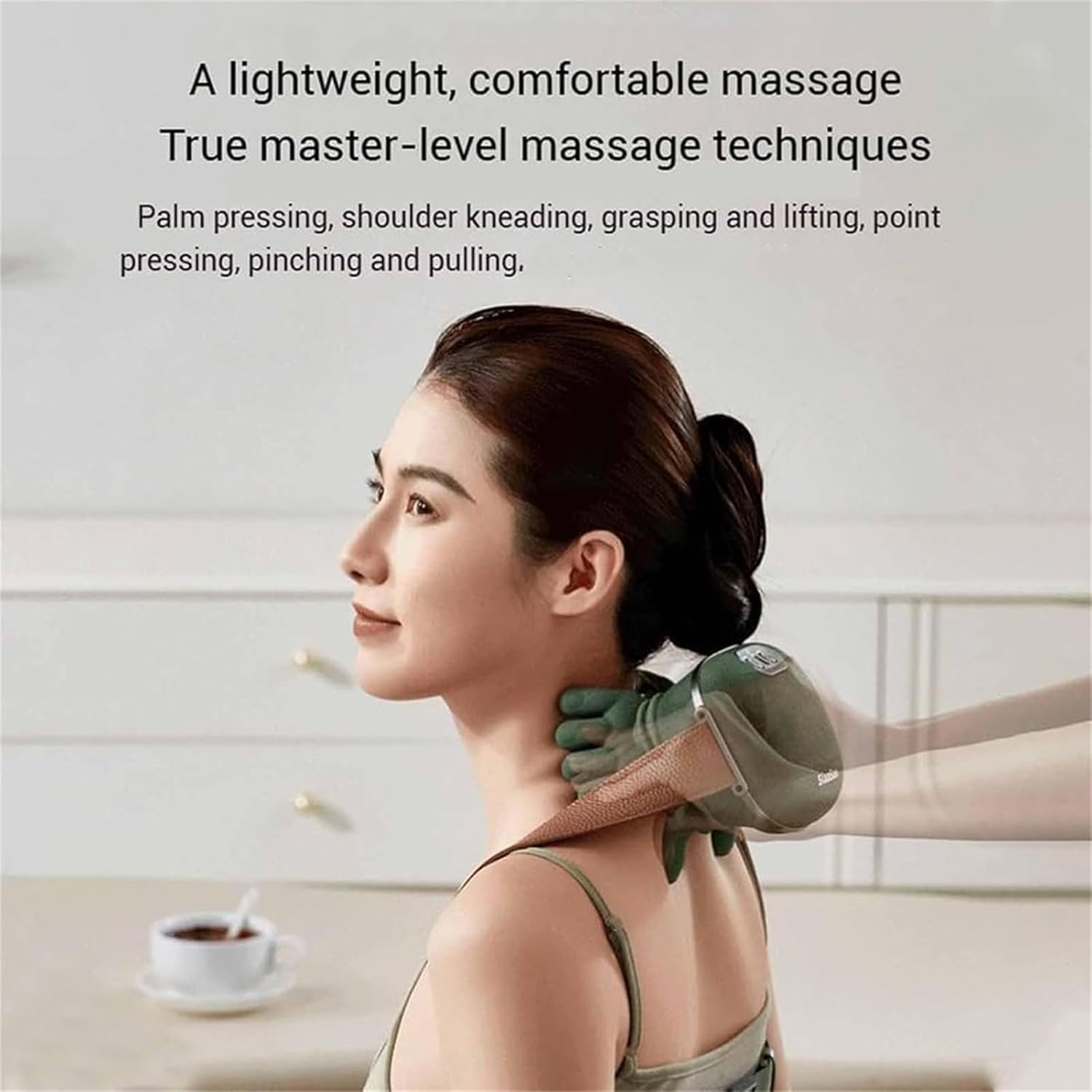 Master Hand Neck & Shoulder Massager with Heat. 3-mode , 2 temp levels & cordless design for back & legs. Green. Image