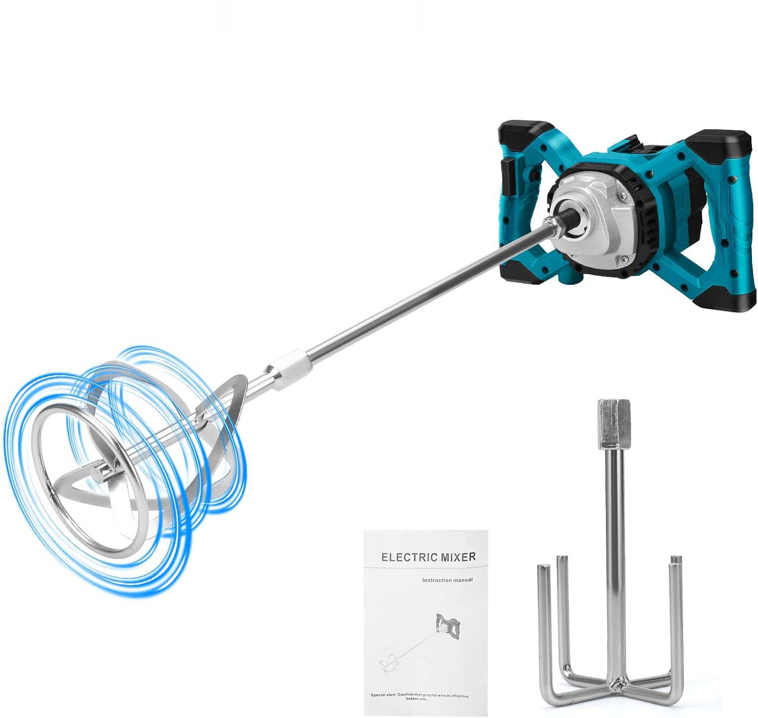 Cordless Paint & Mortar Mixer - 6-Speed 680RPM w/ 2 Rods for Concrete, Thinset & Paints Image