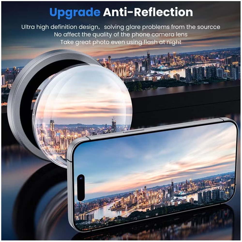 iPhone 14 Pro Max/15 Pro Camera Lens Protector - 3-Pack 9H Tempered Glass with Alloy Ring (Silver Titanium) Image