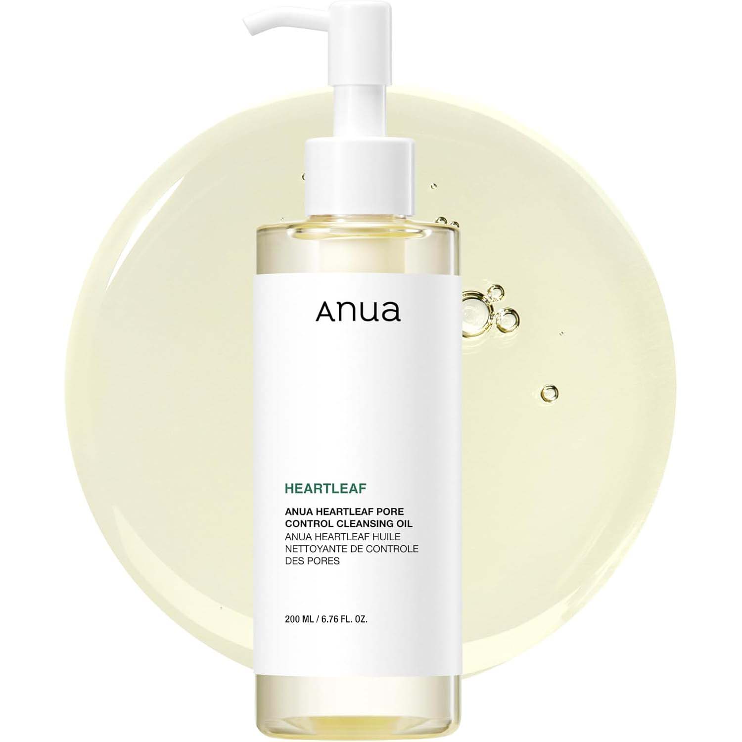 ANUA Heartleaf Pore Control Cleansing Oil. Gentle Korean oil cleanser to dissolve makeup, sunscreen & blackheads. 200ml. Image