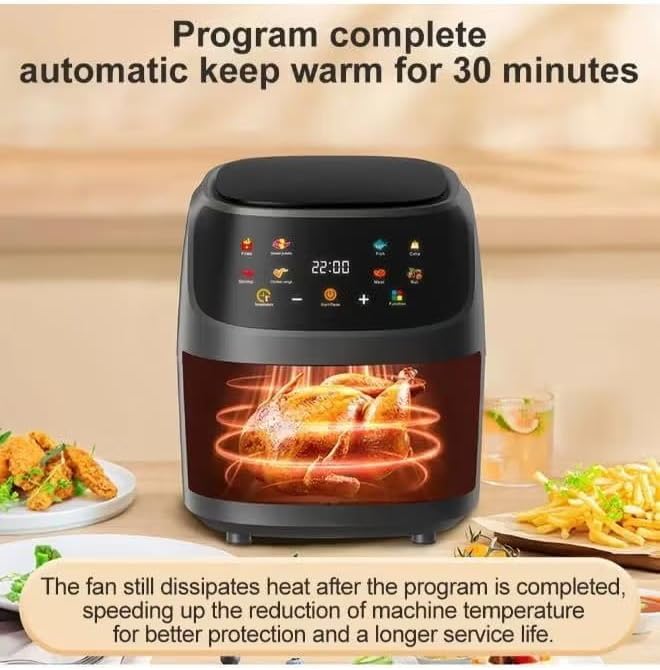 Multifunctional Digital Touch Air Fryer | 8L Capacity, 2400W Power | Sleek Black Design Image
