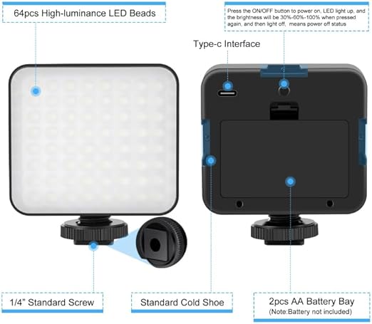 4-in-1 Vlogging Live Broadcast LED Selfie Fill Light Kit – Smartphone Video Rig with Microphone, Tripod Mount, and Cold Shoe Tripod Head - Blue Image